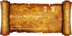 Kulin Márton névjegykártya